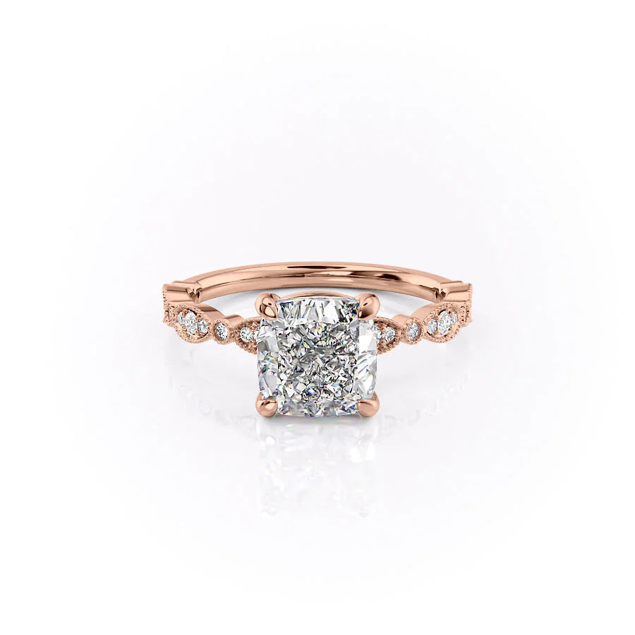Calistra 1ct Cushion Diamond Ring Vintage Halo Charm