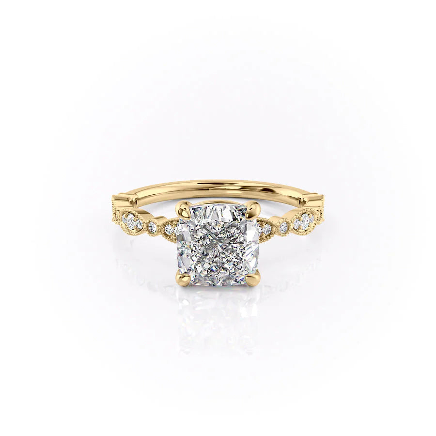 Calistra 1ct Cushion Diamond Ring Vintage Halo Charm