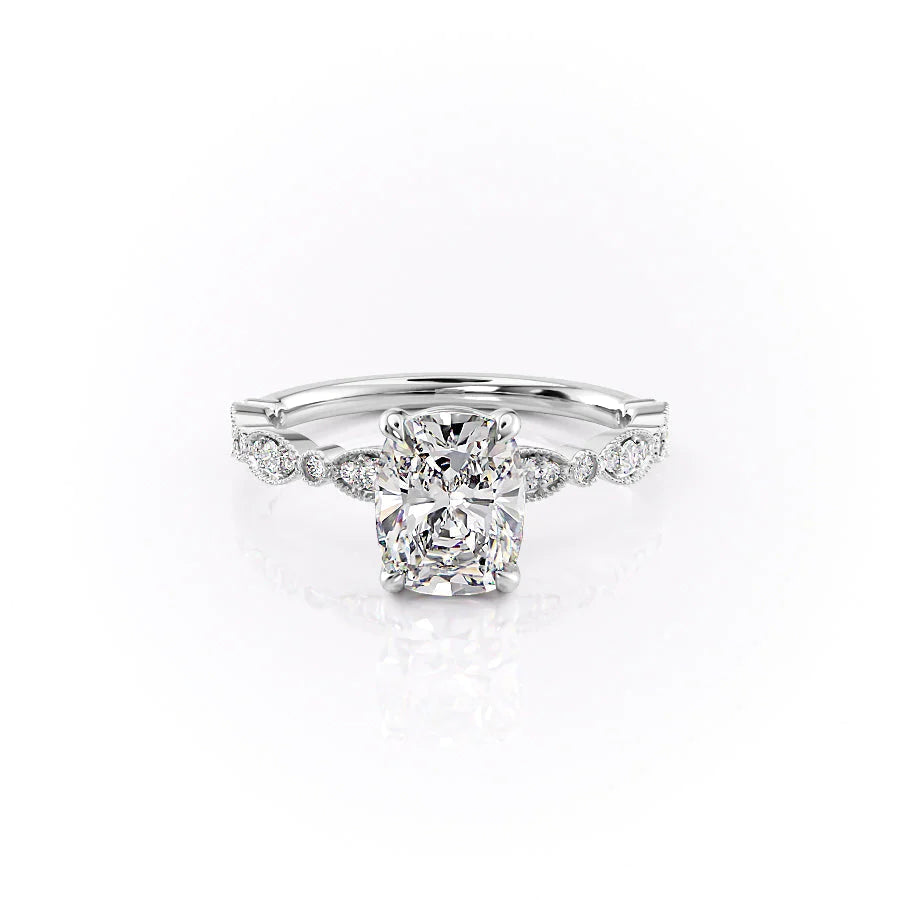 Elvoria 1ct Elongated Cushion Diamond Ring Vintage Glow