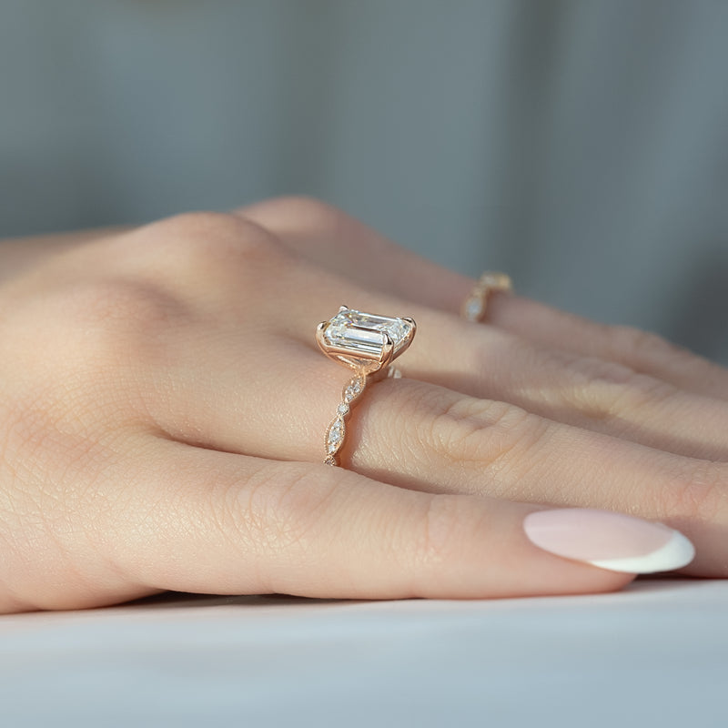 Emeria 1ct Emerald Diamond Ring Vintage Regal Charm