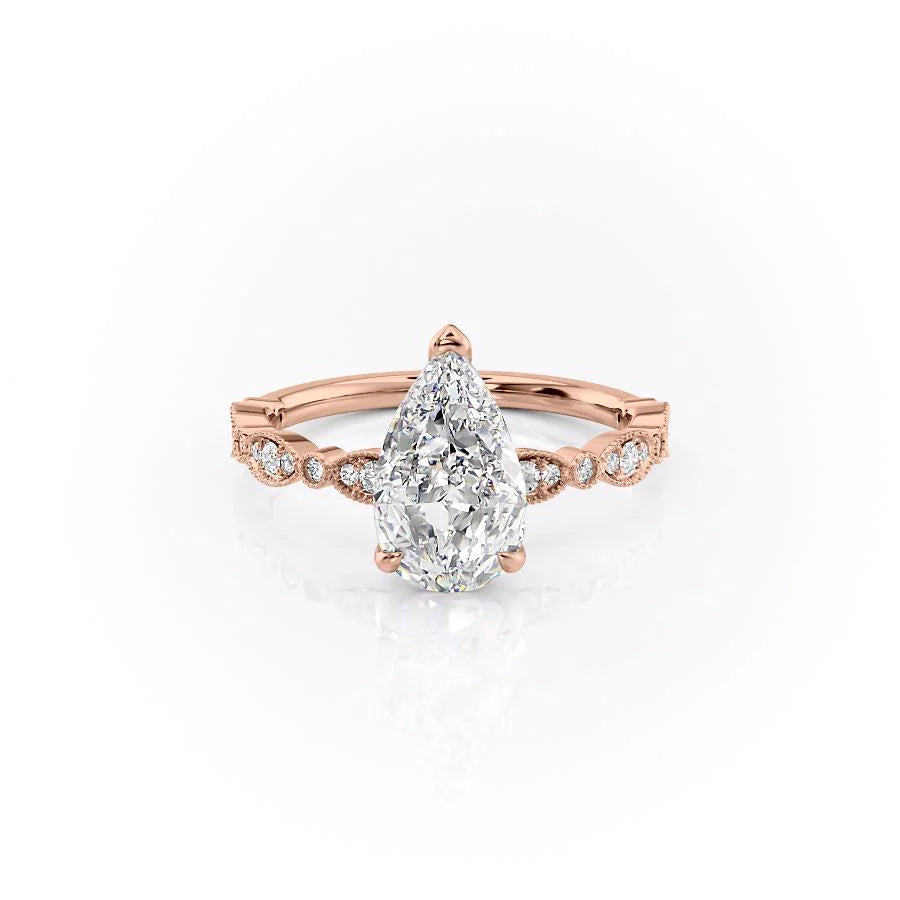 Aurevia 1ct Pear Diamond Ring Vintage Radiant Grace