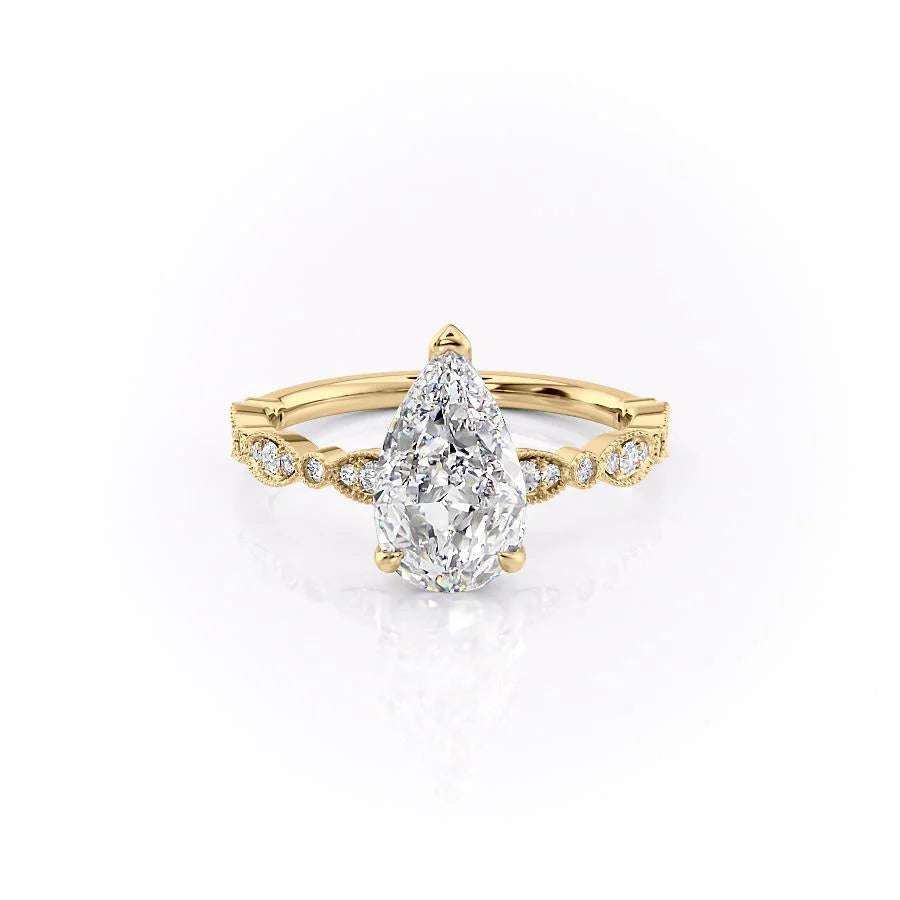 Aurevia 1ct Pear Diamond Ring Vintage Radiant Grace