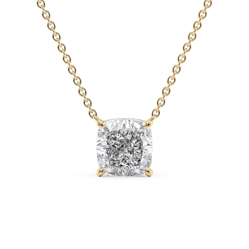 Cushara 1ct Cushion Diamond Necklace Classic Solitaire