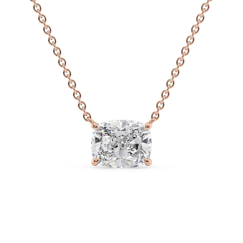 Elanova 1ct Elongated Cushion Diamond Necklace Classic Solitaire