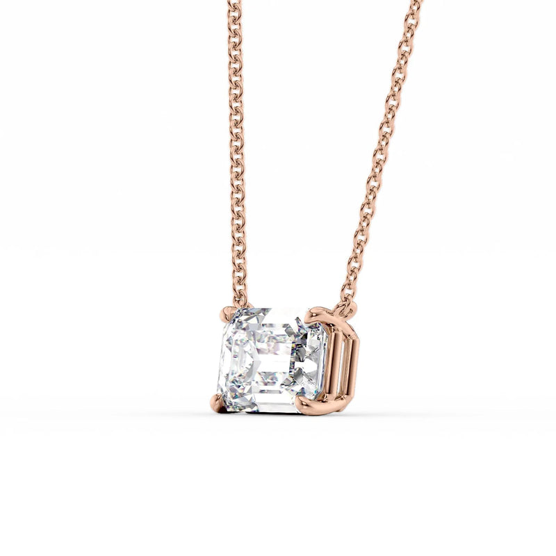 Emerelle 1ct Emerald Diamond Necklace Classic Solitaire