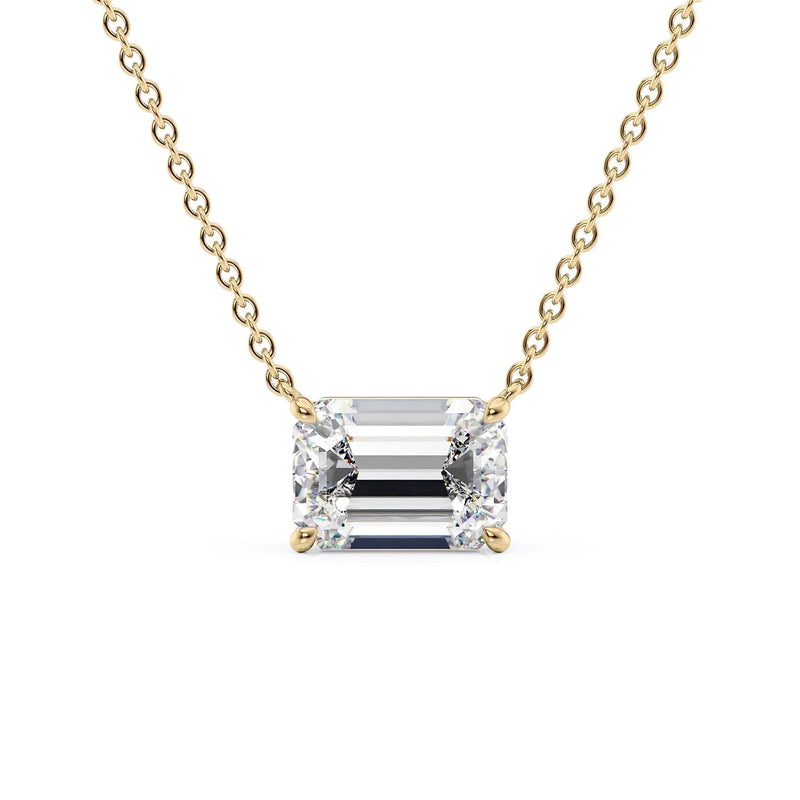 Emerelle 1ct Emerald Diamond Necklace Classic Solitaire