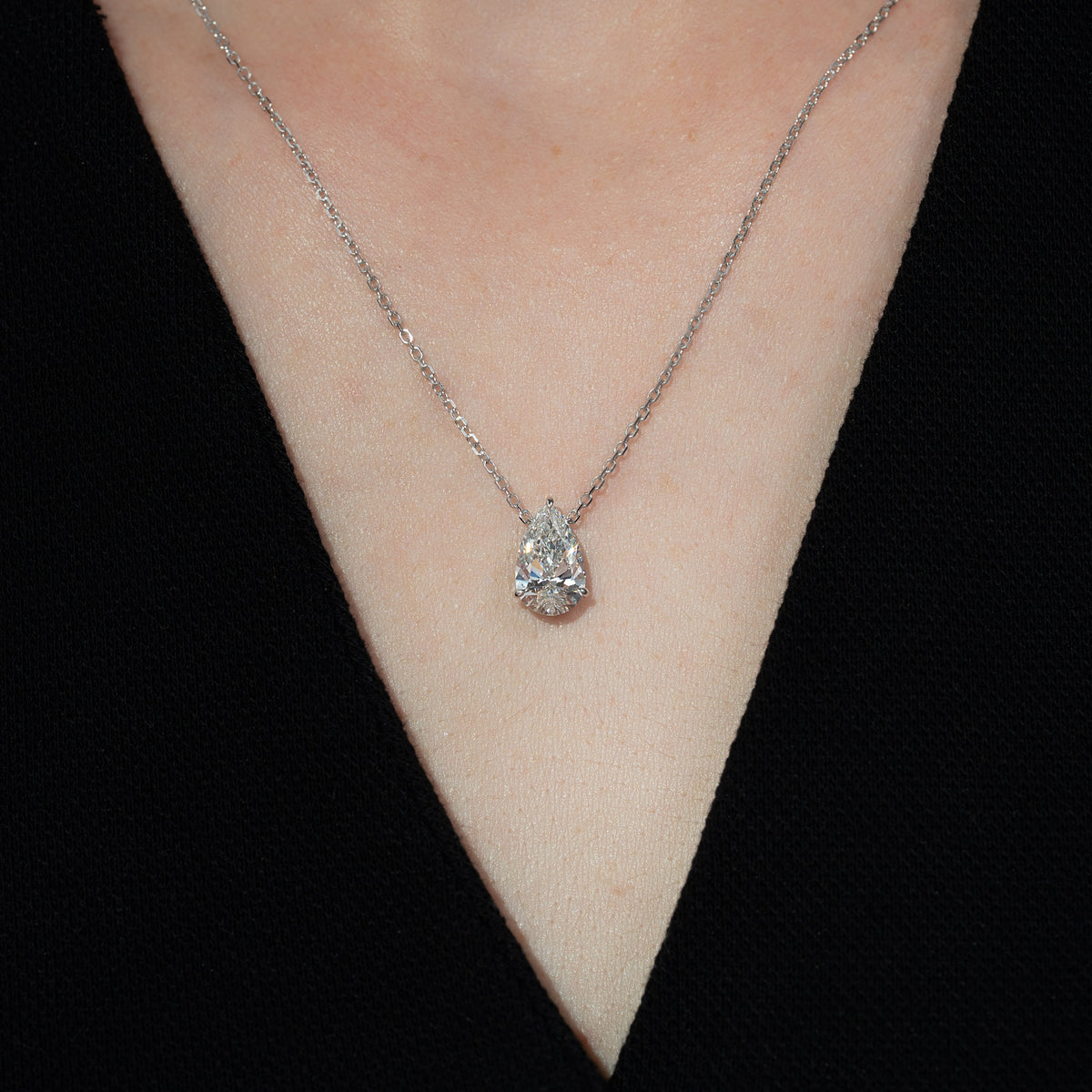 Lunara 1ct Pear Diamond Necklace Classic Solitaire