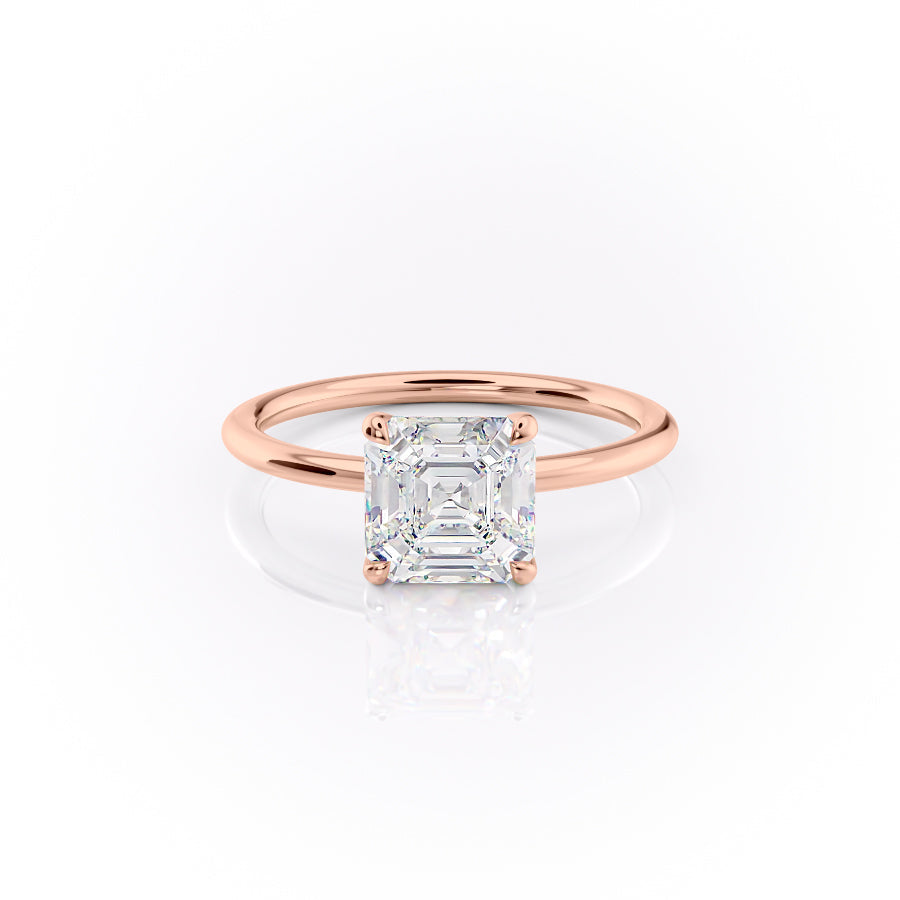 Astrae 1ct Asscher Cut Diamond Ring Classic Solitaire