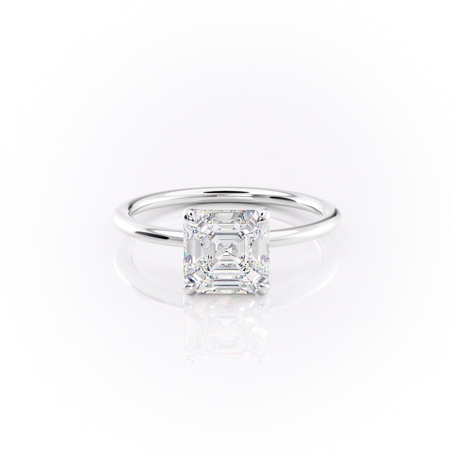 Astrae 1ct Asscher Cut Diamond Ring Classic Solitaire