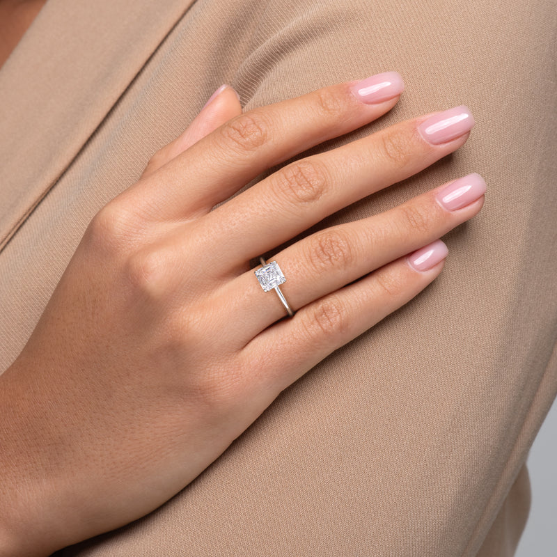 Astrae 1ct Asscher Cut Diamond Ring Classic Solitaire