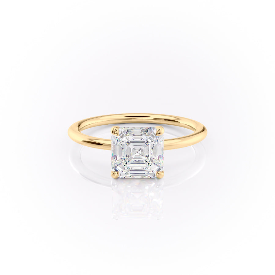 Astrae 1ct Asscher Cut Diamond Ring Classic Solitaire