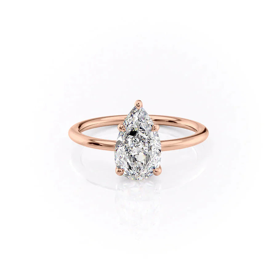 Perlina 1ct Pear Diamond Ring Classic Solitaire Grace