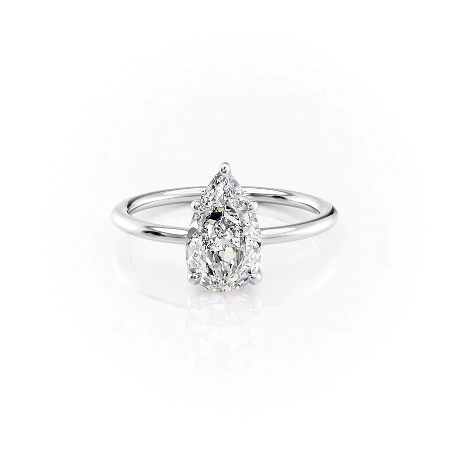 Perlina 1ct Pear Diamond Ring Classic Solitaire Grace