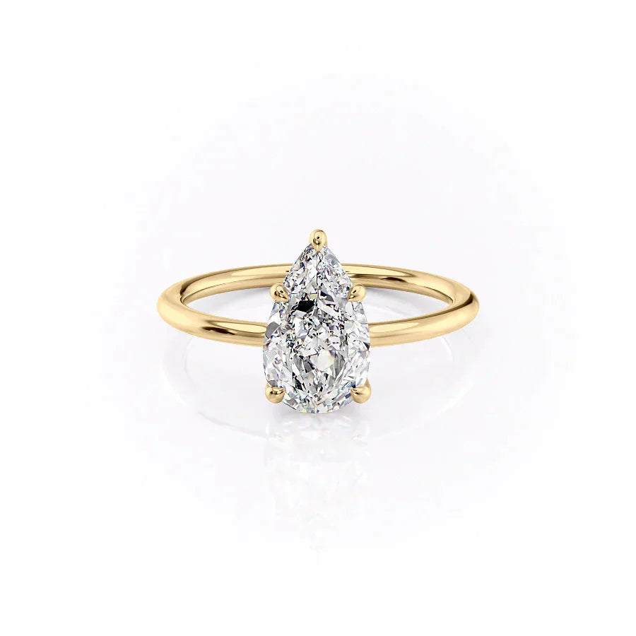 Perlina 1ct Pear Diamond Ring Classic Solitaire Grace