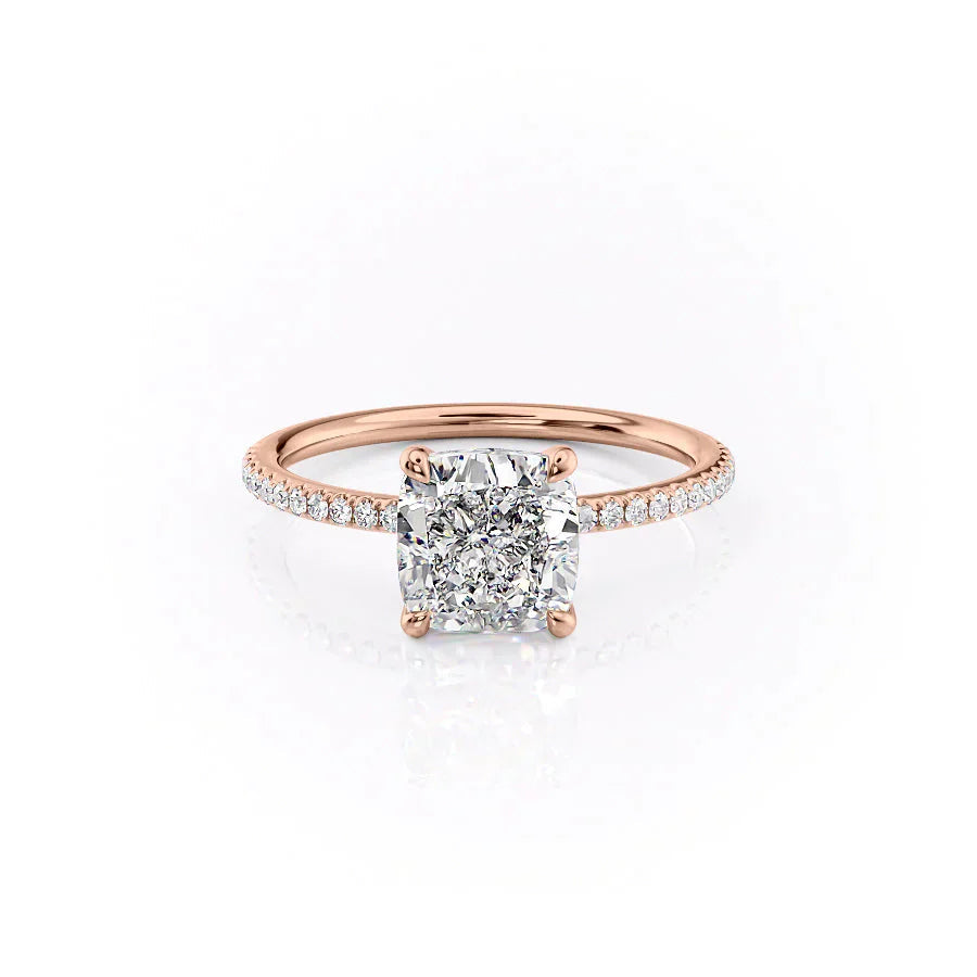 Cushira 1ct Cushion Diamond Ring Pave Light