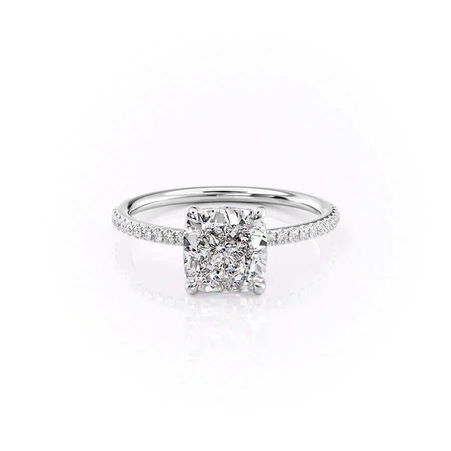 Cushira 1ct Cushion Diamond Ring Pave Light