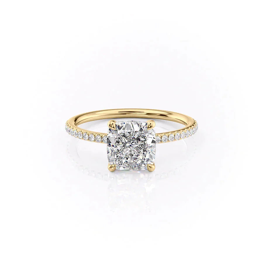 Cushira 1ct Cushion Diamond Ring Pave Light