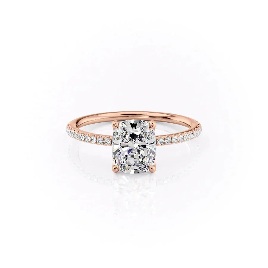 Eloria 1ct Elongated Cushion Diamond Ring Pave Luxe