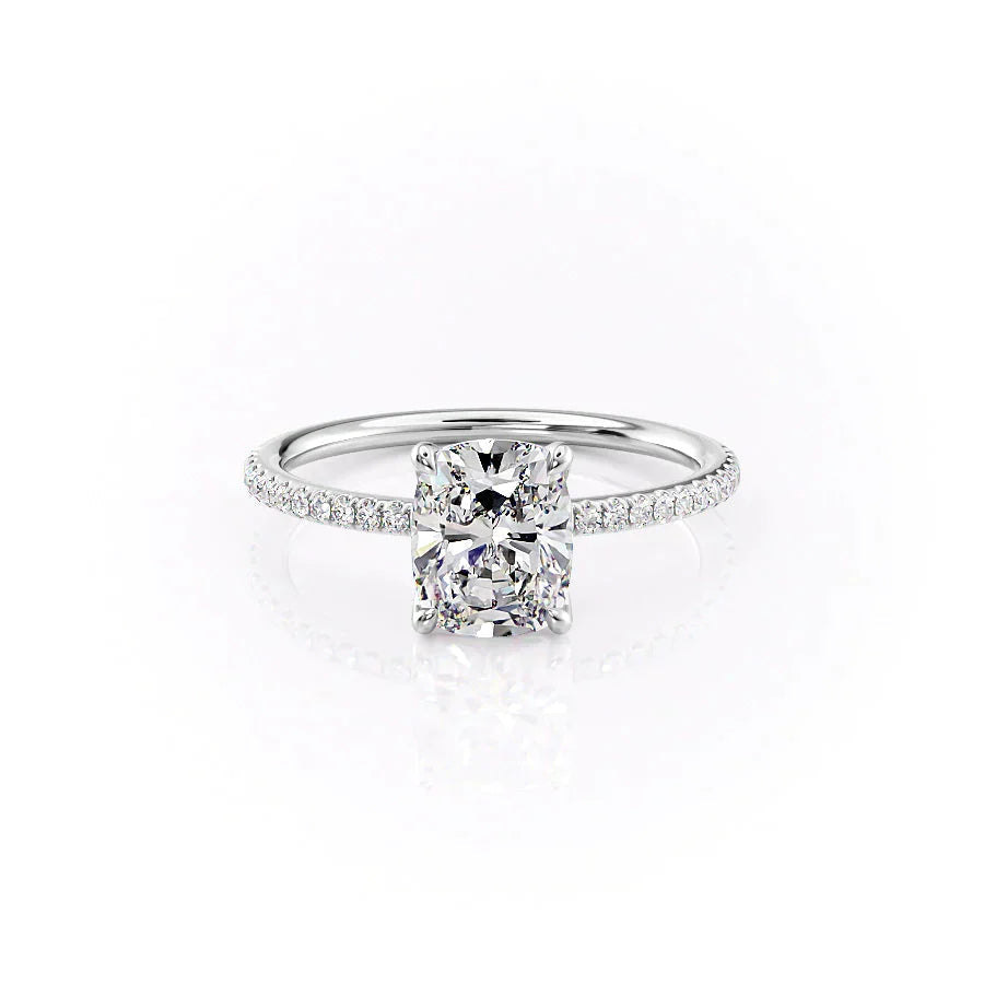 Eloria 1ct Elongated Cushion Diamond Ring Pave Luxe