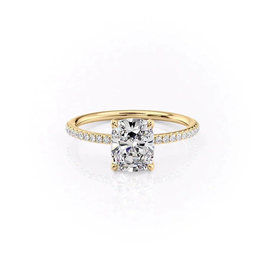 Eloria 1ct Elongated Cushion Diamond Ring Pave Luxe