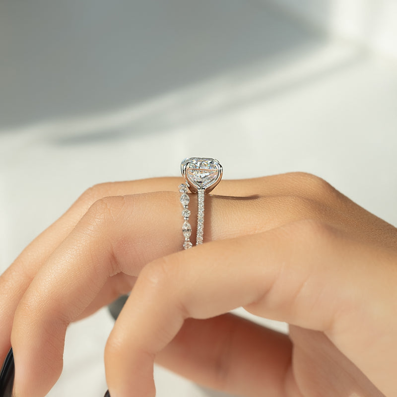 Cushira 1ct Cushion Diamond Ring Pave Light