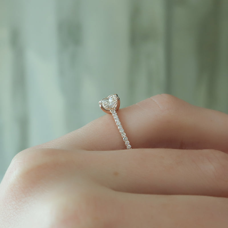 Eloria 1ct Elongated Cushion Diamond Ring Pave Luxe