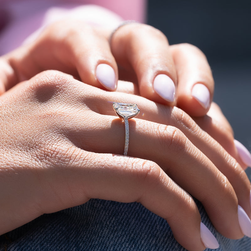 Emerra 1ct Emerald Diamond Ring Pave Brilliance