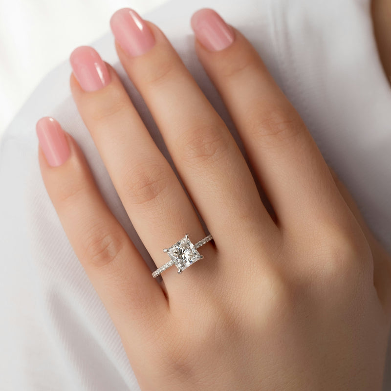 Prismora 1ct Princess Diamond Ring Pave Radiance