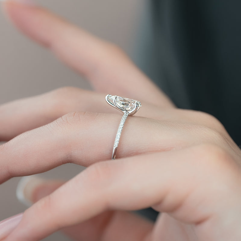 Pearlisse 1ct Pear Diamond Ring Pave Glow