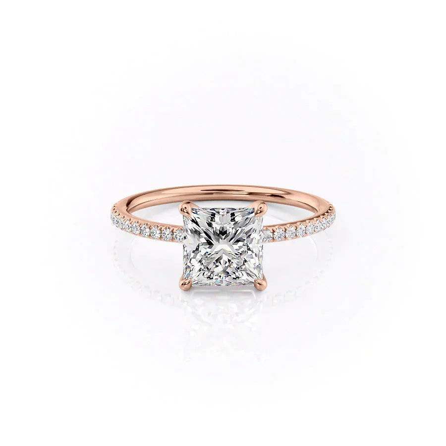 Prismora 1ct Princess Diamond Ring Pave Radiance