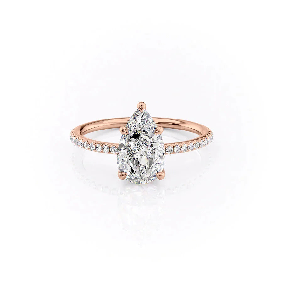 Pearlisse 1ct Pear Diamond Ring Pave Glow