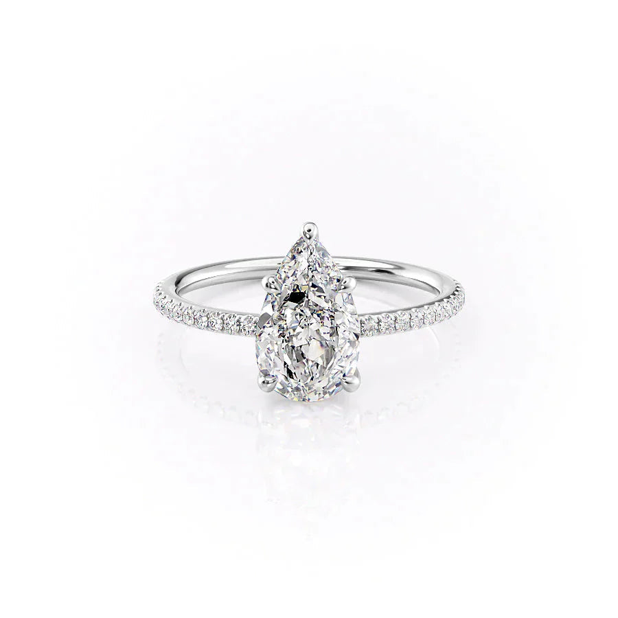 Pearlisse 1ct Pear Diamond Ring Pave Glow