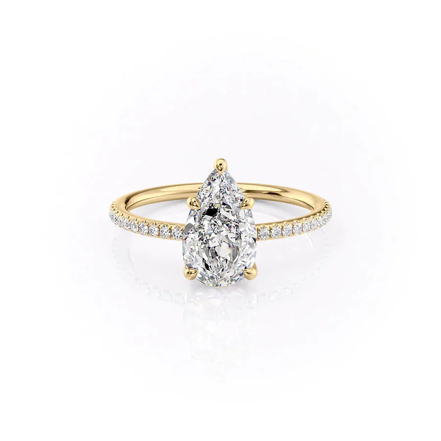 Pearlisse 1ct Pear Diamond Ring Pave Glow