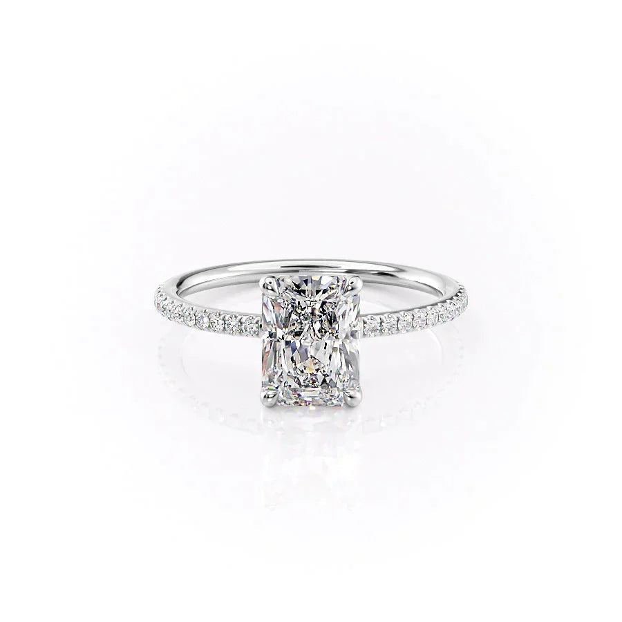 Ravelle 1ct Radiant Diamond Ring Pave Glow