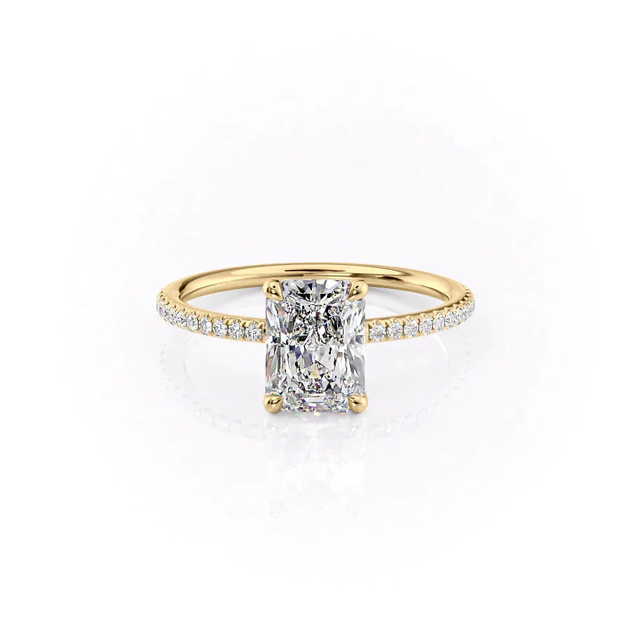 Ravelle 1ct Radiant Diamond Ring Pave Glow