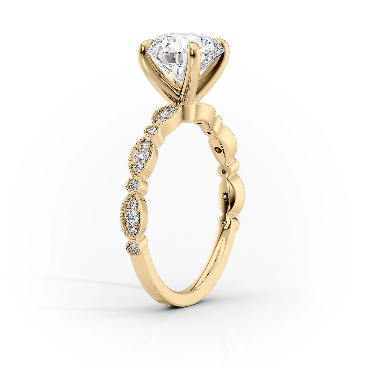 Elvoria 1ct Elongated Cushion Diamond Ring Vintage Glow