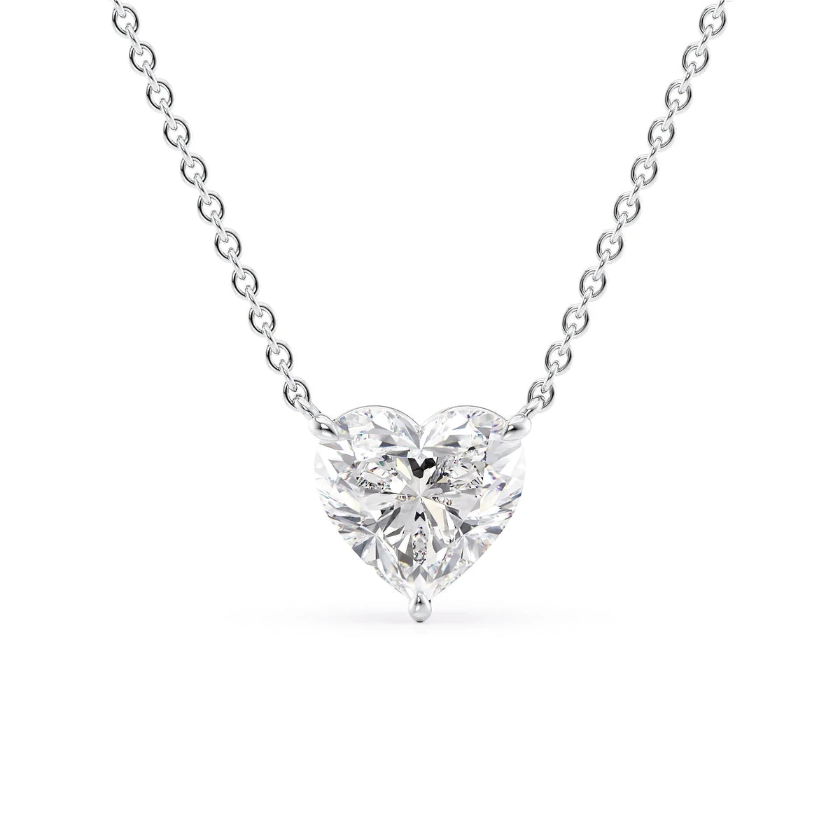 Amora 1ct Heart Diamond Necklace Classic Solitaire White Front