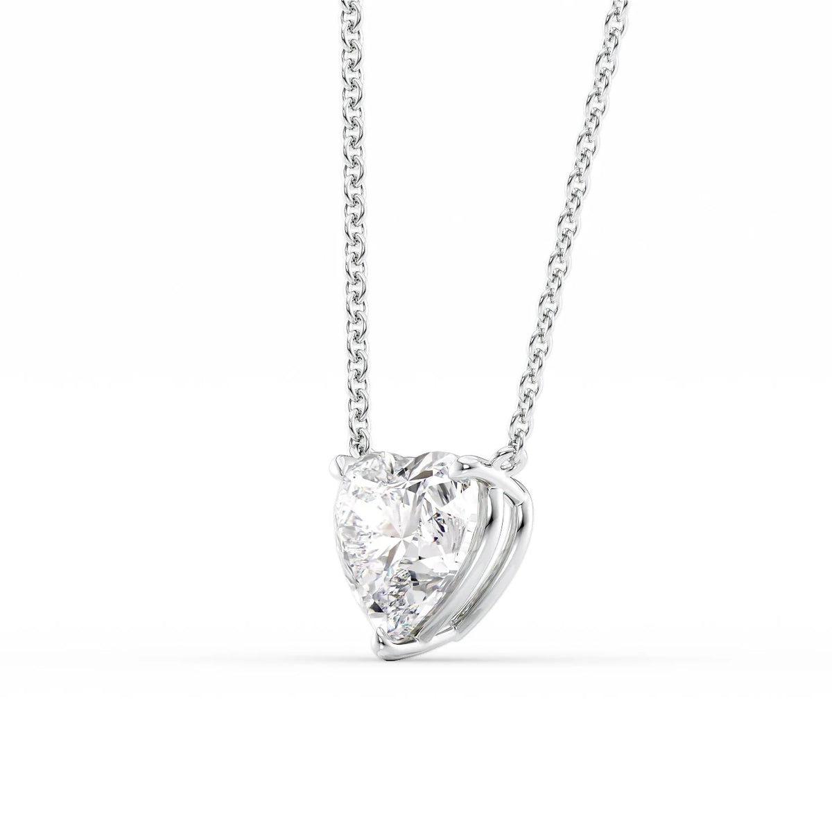 Amora 1ct Heart Diamond Necklace Classic Solitaire White Side