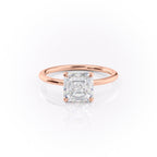 Astrae 1ct Asscher Cut Diamond Ring Classic Solitaire Rose Front