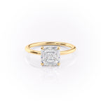 Astrae 1ct Asscher Cut Diamond Ring Classic Solitaire Yellow Front