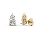 Aureline 1ct Pear Diamond Studs Timeless Solitaire Yellow Back