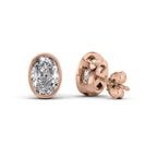Aurora 1ct Oval Diamond Studs Modern Bezel Rose Back
