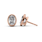 Aurora 1ct Oval Diamond Studs Modern Bezel Rose Front