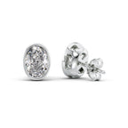 Aurora 1ct Oval Diamond Studs Modern Bezel White Back