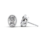 Aurora 1ct Oval Diamond Studs Modern Bezel White Front