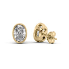Aurora 1ct Oval Diamond Studs Modern Bezel Yellow Back
