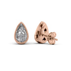 Aurora 1ct Pear Diamond Studs Modern Bezel Rose Back