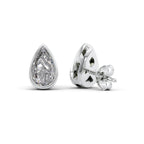 Aurora 1ct Pear Diamond Studs Modern Bezel White Back