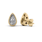 Aurora 1ct Pear Diamond Studs Modern Bezel Yellow Back