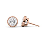 Aurora 1ct Round Diamond Studs Modern Bezel Rose Front